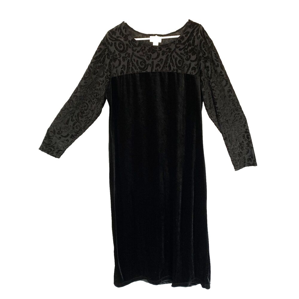 Diane von Furstenberg Long Sleeve Velvet Maxi Dress Size 1X Goth Whimsygoth 80s